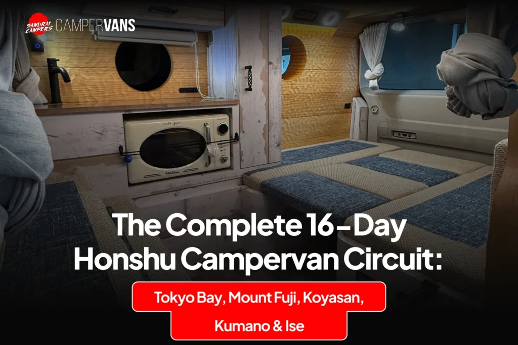 Campervan traveling through Japan's countryside and mountain roads