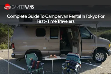 Campervan parked near nature during a Japan road trip